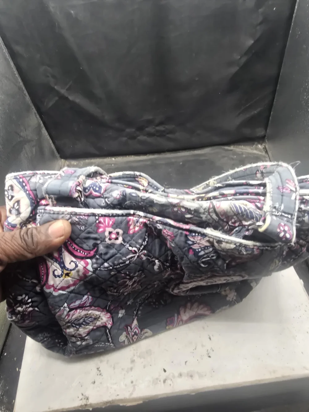 Vera Bradley Quilted Paisley Shoulder Bag in Gray and Pink
